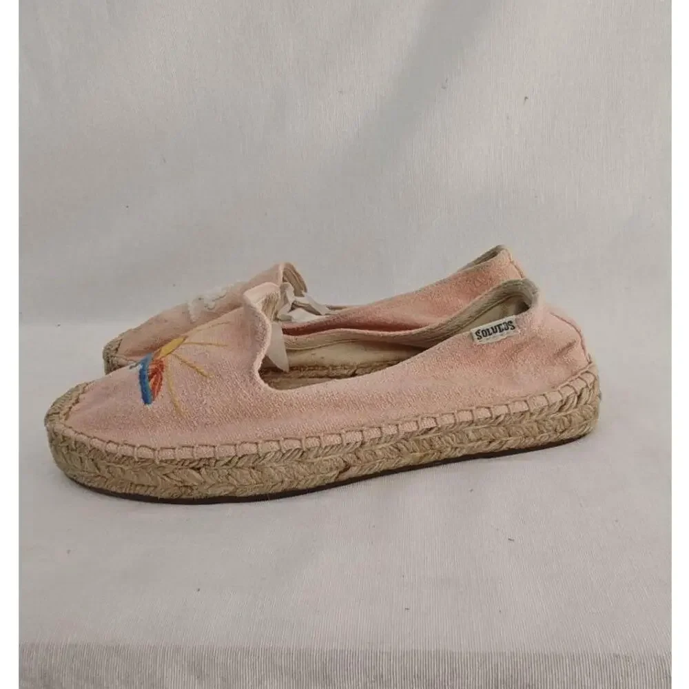 Soludos x Lockhart Embroidery‎ Espadrille Flats Aloha Sunset Pink Coral 7